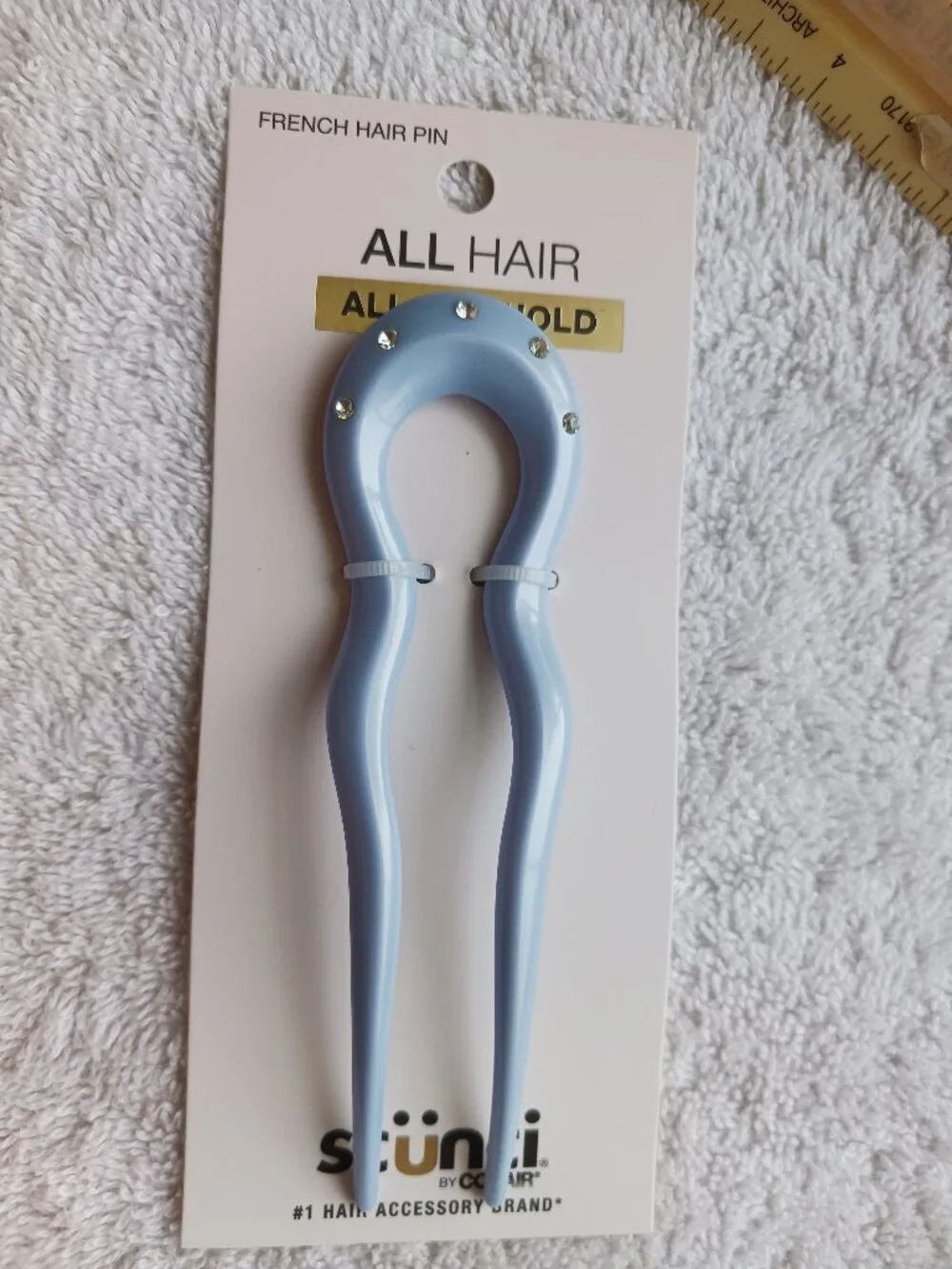 Scunci French Hair Pin Stick Plastic Chignon Bun Comb Secure Updo Round End Wavy